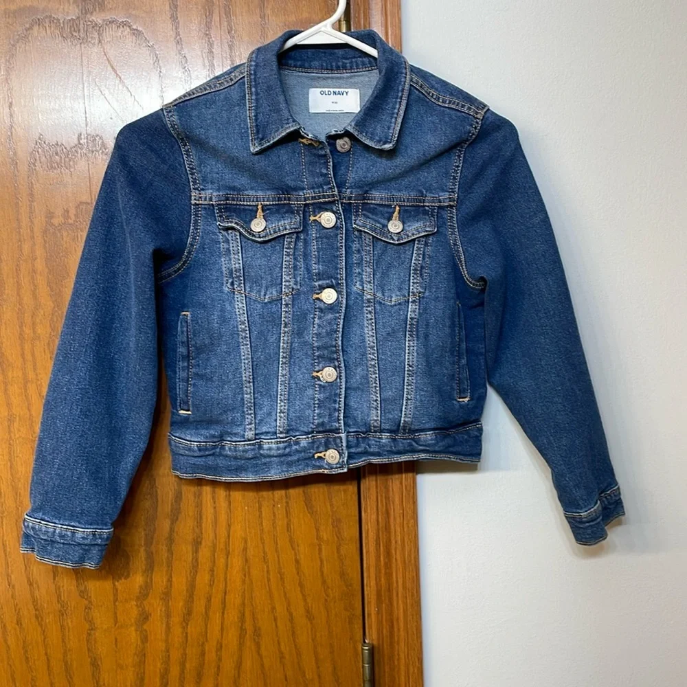 OLD NAVY UEC Girls Size Medium (8) Jean Jacket Pockets Collar Denim Button - Picture 4 of 14